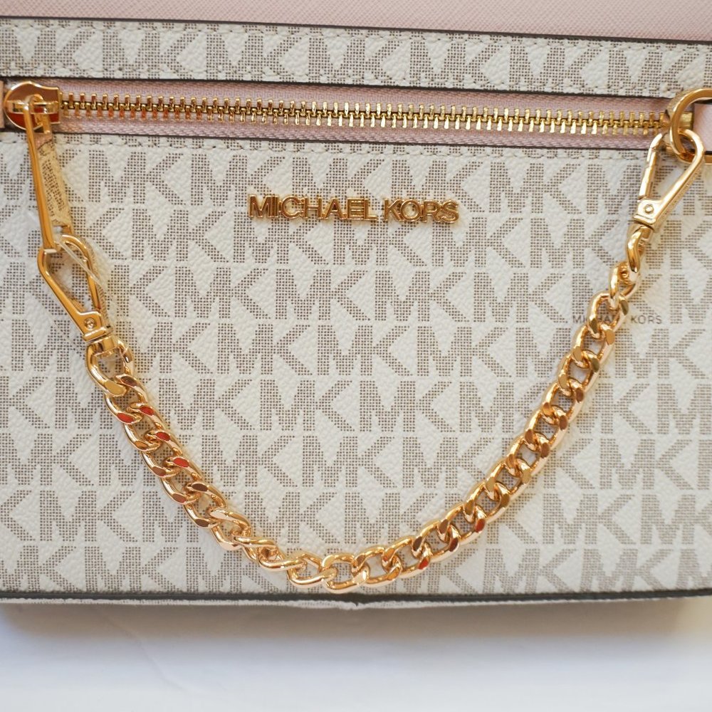 Michael Kors Chain Xbody + Wristlet Vanilla Pink - Picture 9 of 16